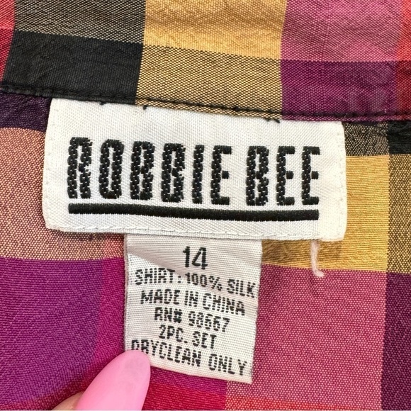 Robbie Bee 100% Silk Sleeveless Collared Button Up (Sz 14) - Picture 6 of 8